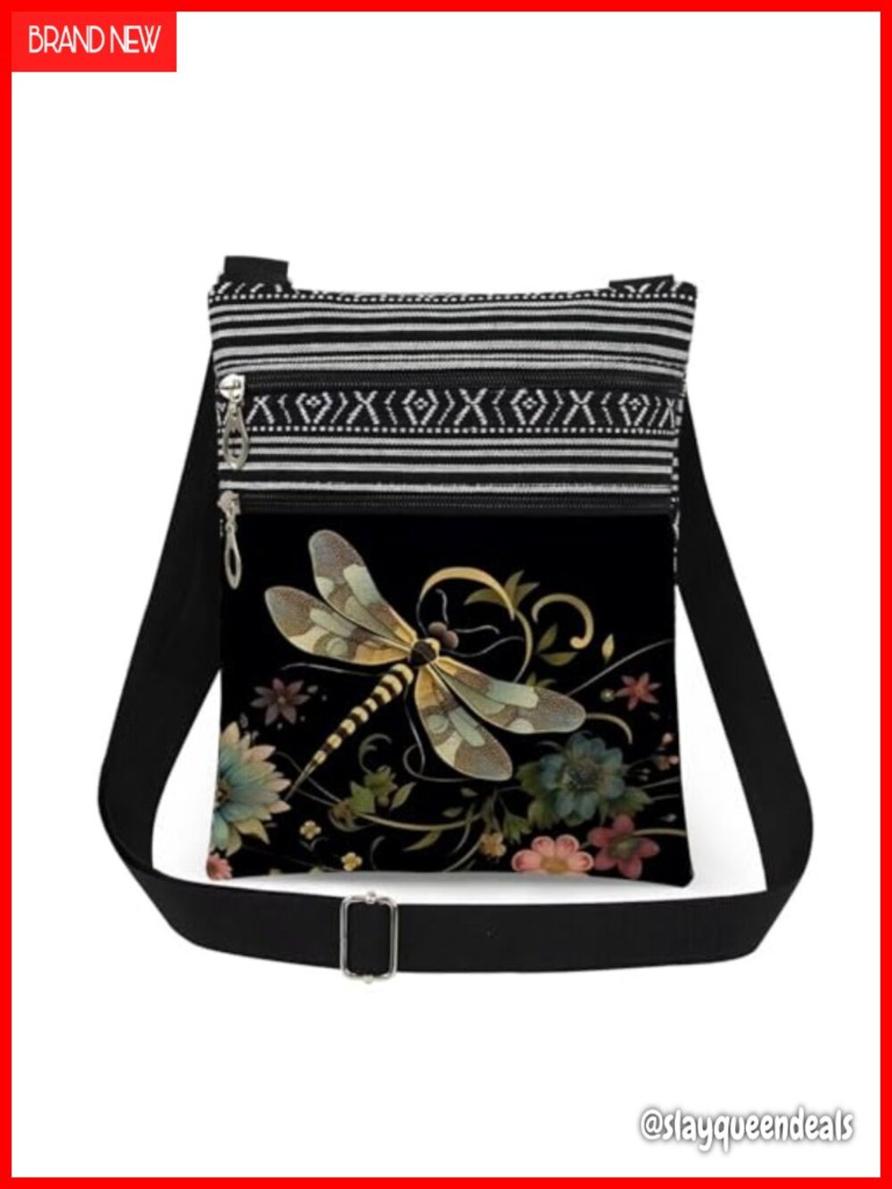 XiaoGalaee Polyester Crossbody Bag Adjustable Strap Double Zipper